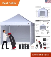 Easy Pop Up Canopy Tent with Sidewalls 10x10 Commercial -Series, White