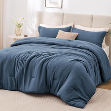 Navy Blue King Size Comforter Set, 3-Piece Prewashed Bed Set with 1 Comforter 1