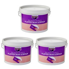 3x Bartoline Ready Mix Plaster Skim Repair Smooth Finish White Interior Use 2.5L