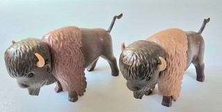Playmobil / 2 Büffel Bison (Fell 1x braun 1x hellbraun) # P 3273