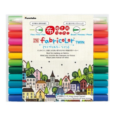 Kuretake ZIG Fabricolor Twin Tip Fabric Markers 24 Colors TC-4000A/24V