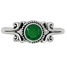 Natural Green Onyx 925 Sterling Silver Ring s.8 Jewelry R-1358
