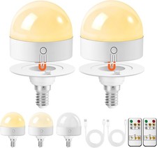 E14 USB Rechargeable Light Bulb with Timer and Remote, Dimmable Battery LED Lig