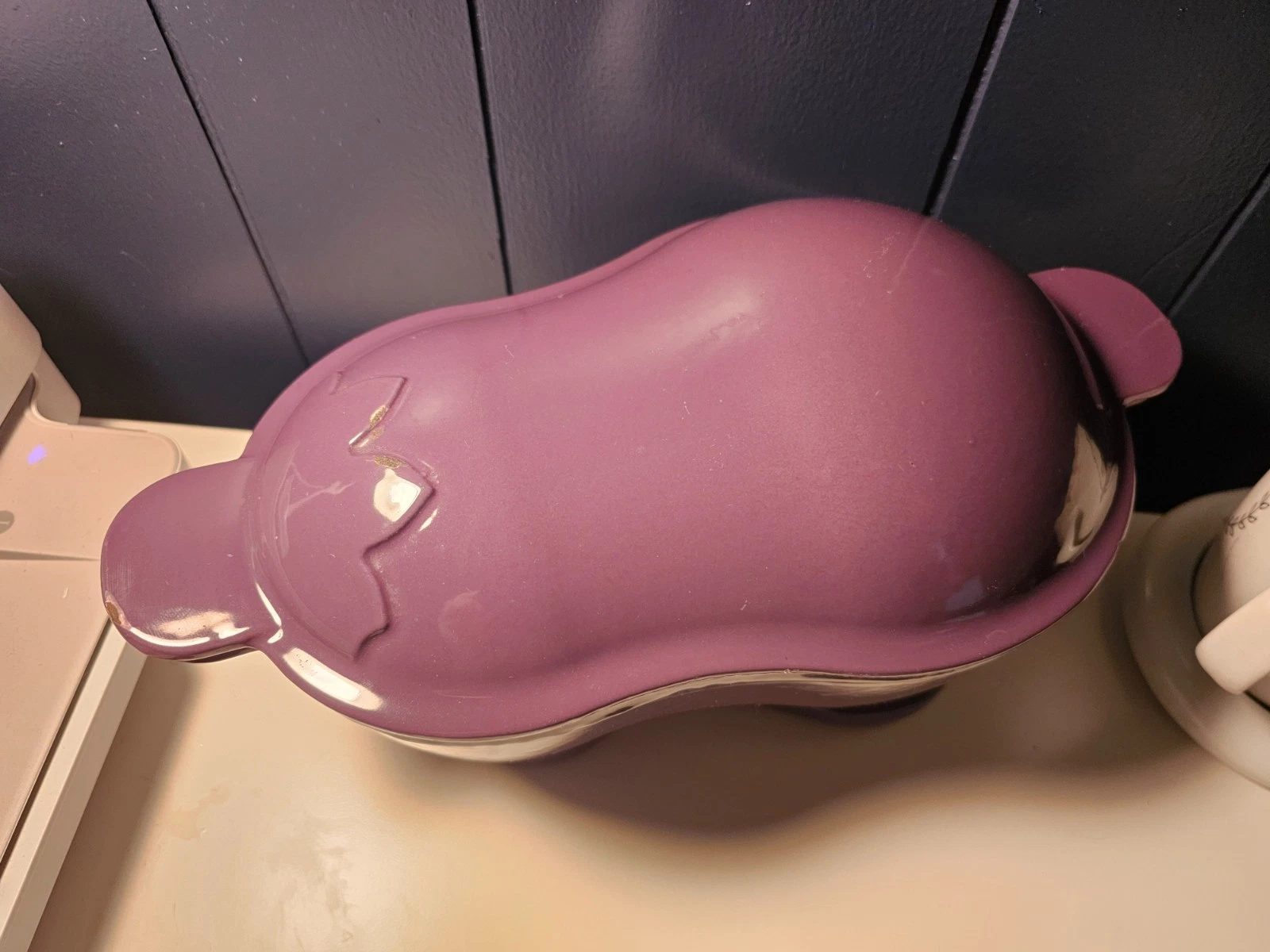 Technique Cast Iron Enamel Pot Dutch Oven 3qt Purple Aubergine Eggplant w Trivet