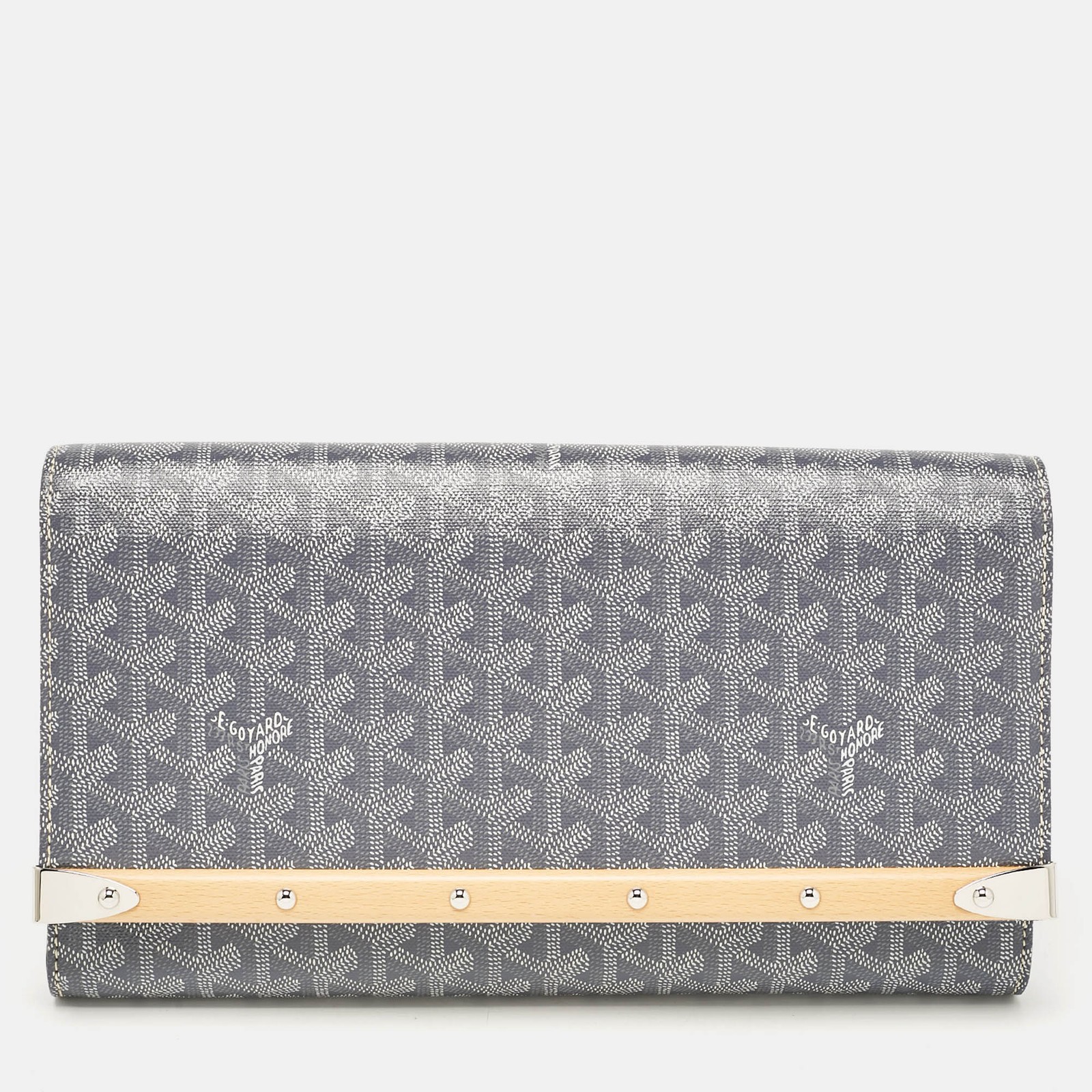 Goyard Grey Monte Carlo Bois Clutch in Coated Goyardine Canvas  