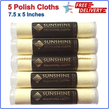 Sunshine 5 Polishing Cloths Jewelry Cleaner Tube Silver Brass Gold Copper, Soft