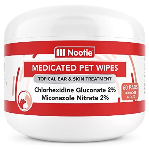 Nootie Medicated Dog & Cat Wipes, Chlorhexidine & Miconazole