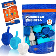 Zion Judaica Hanukkah Dreidels Multi Blue, White Medium Size Dridels Bulk Plasti