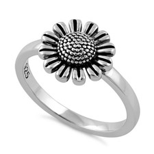 New Sterling Silver Sunflower Ring Size 11