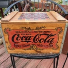 Vintage 90s Coca-Cola Wood Crate Storage Chest Checker Board Top