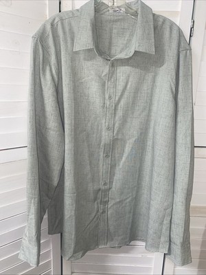 Coofandy Long Sleeve Button Shirt Men's XL Pastel Green Polyester Blend