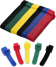 Reusable Cable Ties 120 Pack, 6 Inch - Hook and Loop Cord Organizer Straps for