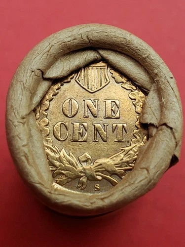 1909 INDIAN HEAD CENT AMEX AU SAN FRANCISCO MINT TAILS AMEX BANKROLLED HALF ROLL