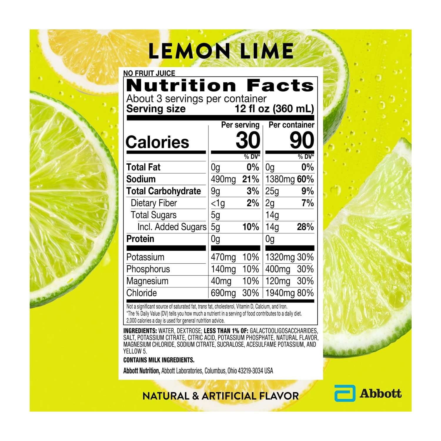 Sport Electrolyte Solution With 5 Key Electrolytes, Lemon Lime,1 Liter,Pack of 4