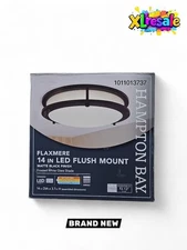 Hampton Bay Flaxmere 14" LED Flush Mount Matte Black CCT Light for Bedroom