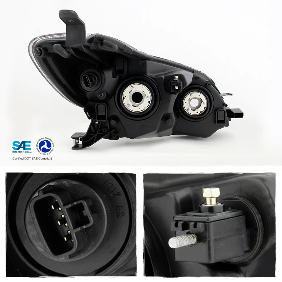 Fits 2009 2010 2011 2012 2013 Toyota Matrix Left+Right Side Black Headlights - Image 3 of 4