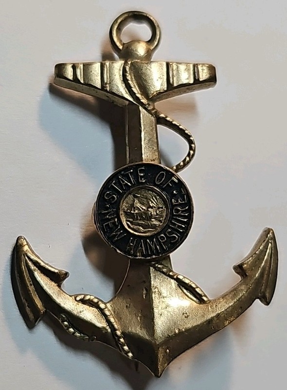 State of New Hampshire Pin Ship Boat Anchor Metal Souvenir Charm Pendant Vintage