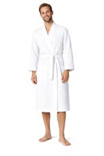 Premium Turkish Cotton Waffle Weave Lightweight Kimono Spa Bathrobe for Men W...