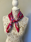 Women’s Square Scarf Striped Satin 45% Silk 55% Polyester Pink Purple Logo — photo 1
