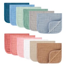 MIGIOL Muslin Burp Cloths 100 Cotton Pack of 12. Soft, Gentle Absorbent Baby