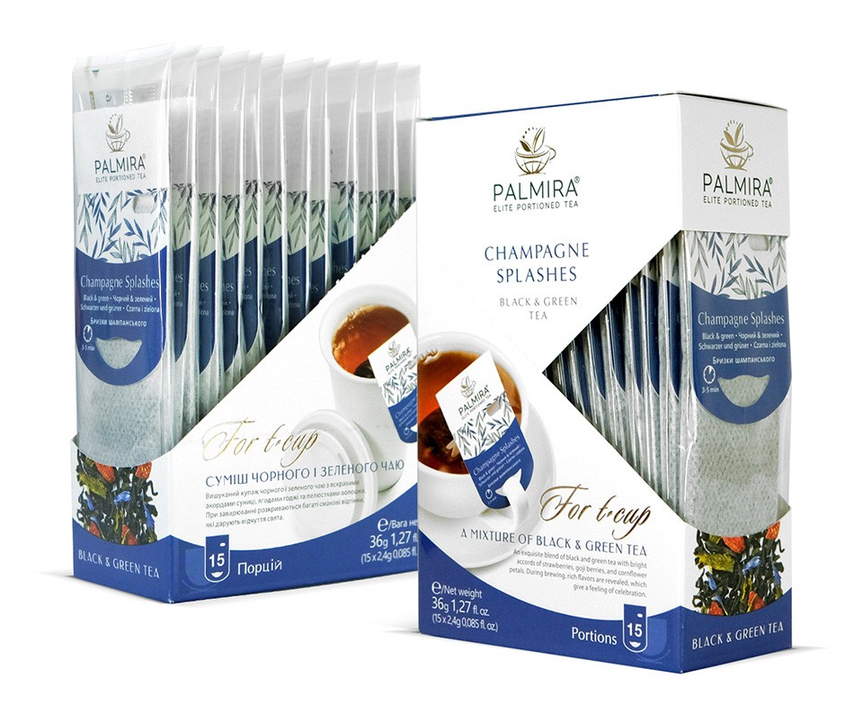 Palmira Champagne Splashes – lujoso té en bolsitas de hoja suelta