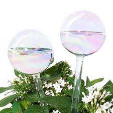 [2 PCS] Light Iridescent Rainbow Gradient Color Clear Glass Self-Watering System