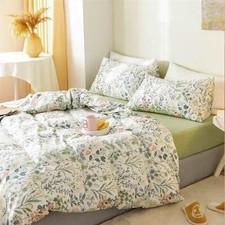 Sage Green Yellow Blue Floral Flower King Size Comforter Set - 3 Pcs Botanica...