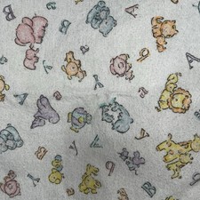 Vintage Baby Swaddle Blanket Alphabet Animals  Babies Cotton Made In USA 27x25