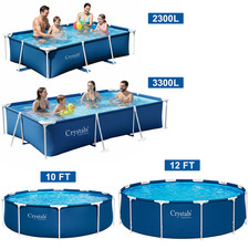 8.5/10/12 Feet Rectangular Large Round Frame Above Ground Swimming Pool
