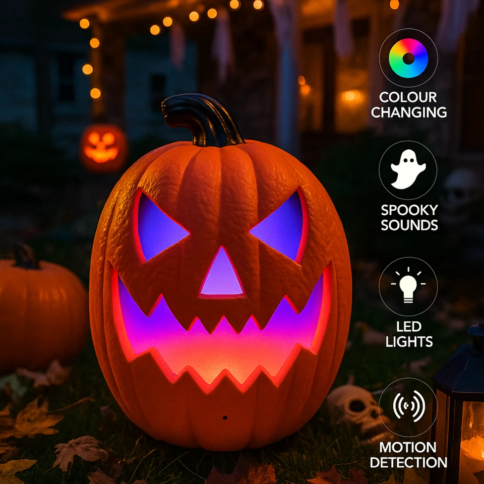 Calabaza LED iN Halloween - Decoración Halloween - Cambio de color - Sonido espeluznante Foto 2 de 4