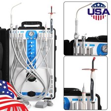 Portable Dental Delivery Unit with Air Compressor Suction 3 Way Syringe 4Hole