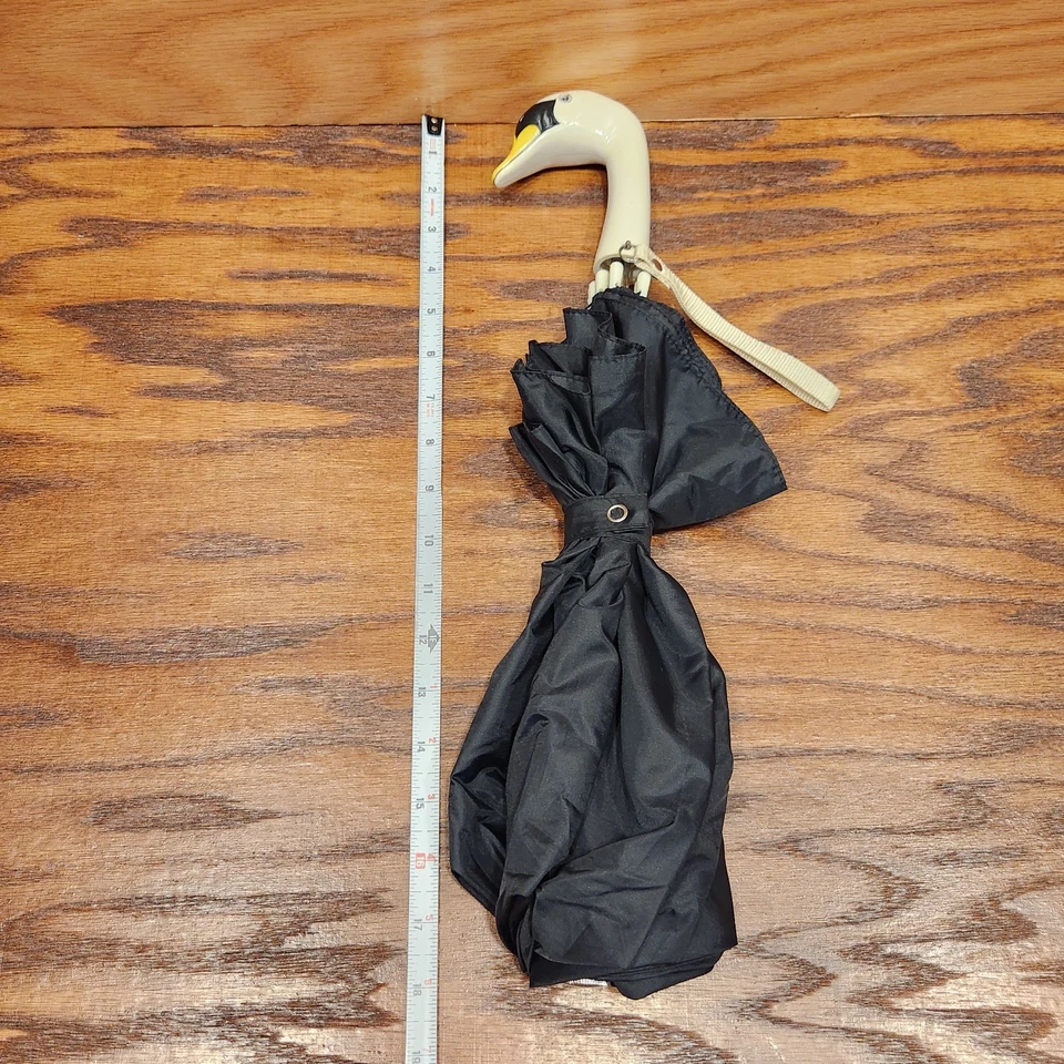 READ Vintage 1983 Berkshire Swan Goose Duck Head Handle Folding Umbrella Works! - Image 2 of 4