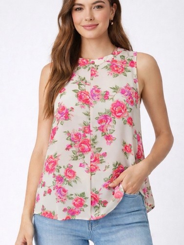Paper Crane Sleeveless Floral Top M Medium  Hi-Low Blouse
