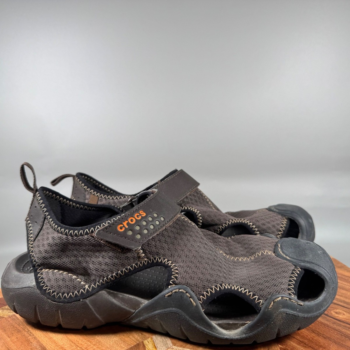 Crocs Swiftwater Mesh Sandals Men Sz 13 Espresso Black Sport Water Shoes 15041 Black Crocs Swiftwater Mesh Sandal Men's CROCS 15041  main image 3