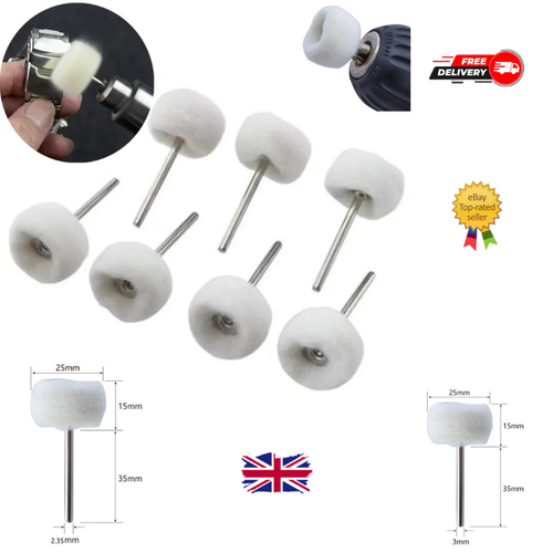 10PCS Felt Polishing Wheels 3mm Shank Buffing Disc Rotary Tool FREE UK SHIPPING - Picture 1 of 11