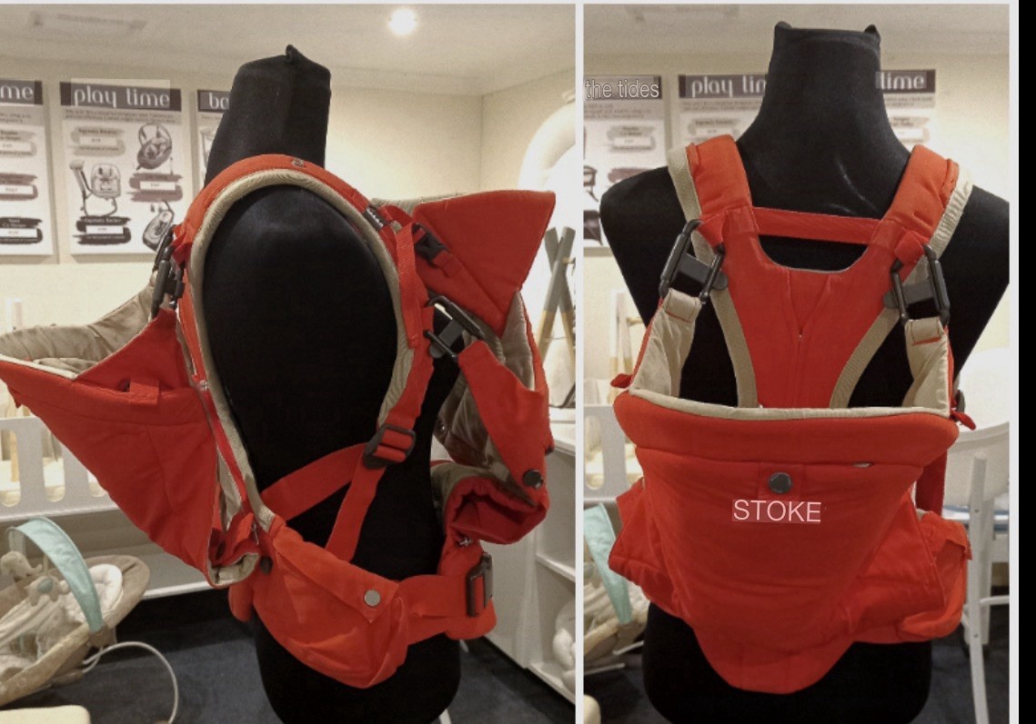 Stokke MyCarrier Baby Carrier Red Beige Front and Back Excellent Condition.