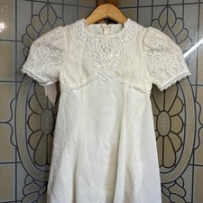 Jessica McClintok Vintage Christening Lace Embroidered Baptism Dress Size 6