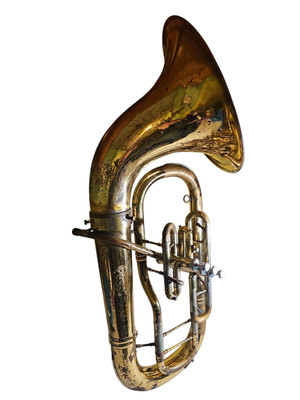 Vintage Buescher Aristocrat Bell Front Baritone Horn W/ Mouthpiece + Hard Case 