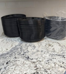 Set of Black Plastic Oval Restaurant Serving Baskets