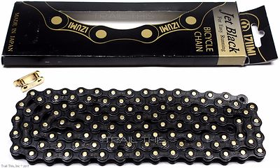 Izumi Jet Black with Gold Pins 1/2 x 1/8 116L BMX Track