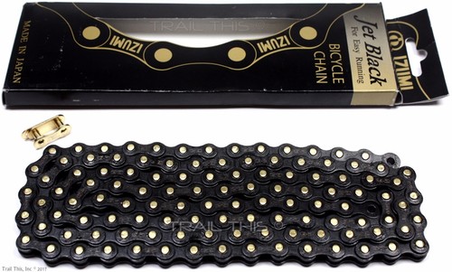 Izumi Jet Black with Gold Pins 1/2 x 1/8 116L BMX Track Single-Speed Bike Chain - Picture 2 of 3