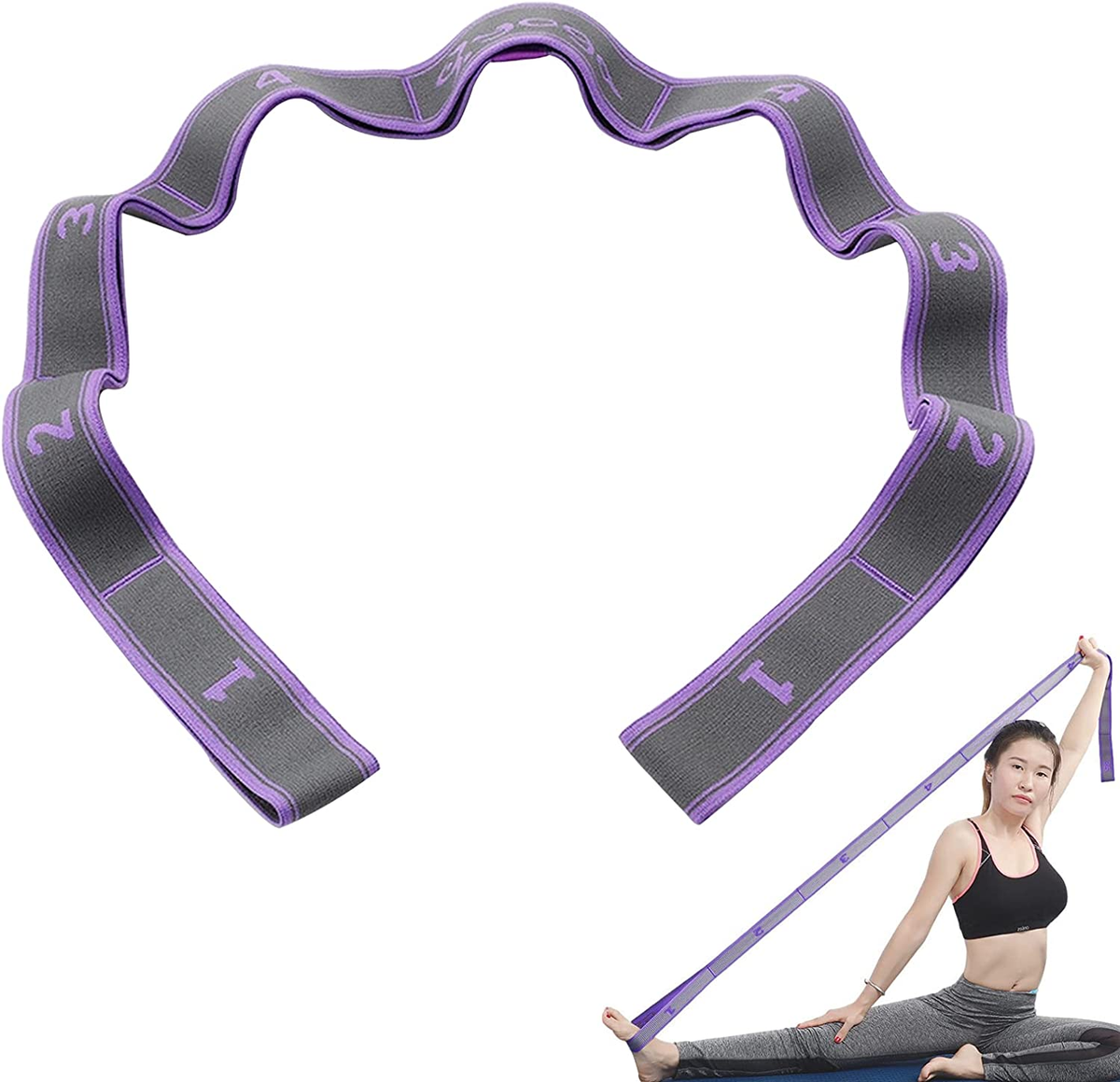 Fascia Elastica Per Yoga E Fitness - Banda Di Resistenza Con 9 Anelli Per Pilates E Stretching - Foto 6