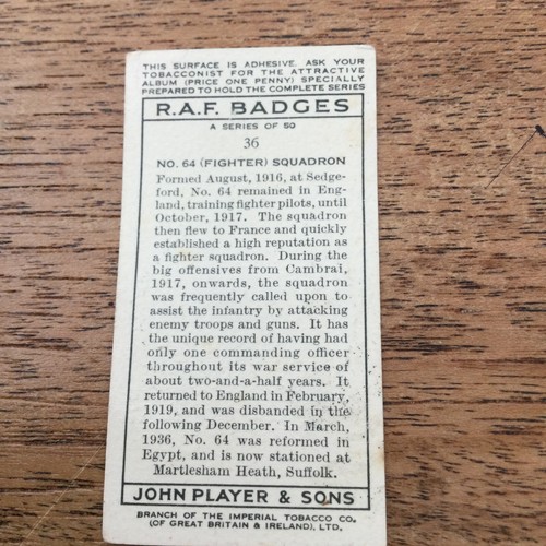 Player's Cigarette Cards 'RAF Badges' 1937. Sold individually - take your pick - Picture 14 of 39