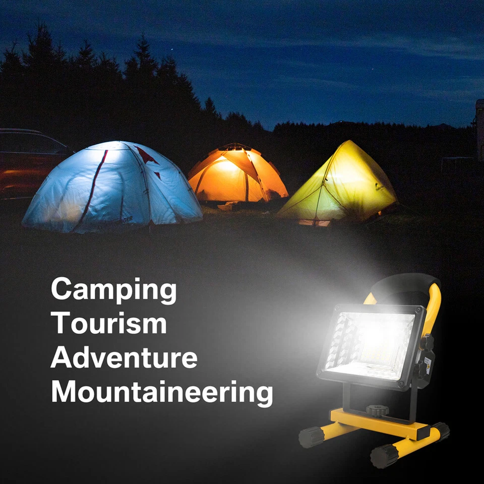 60W LED Rechargeable Cordless Work Site Flood Light Mobile Portable Camping Lamp - Image 3 of 4