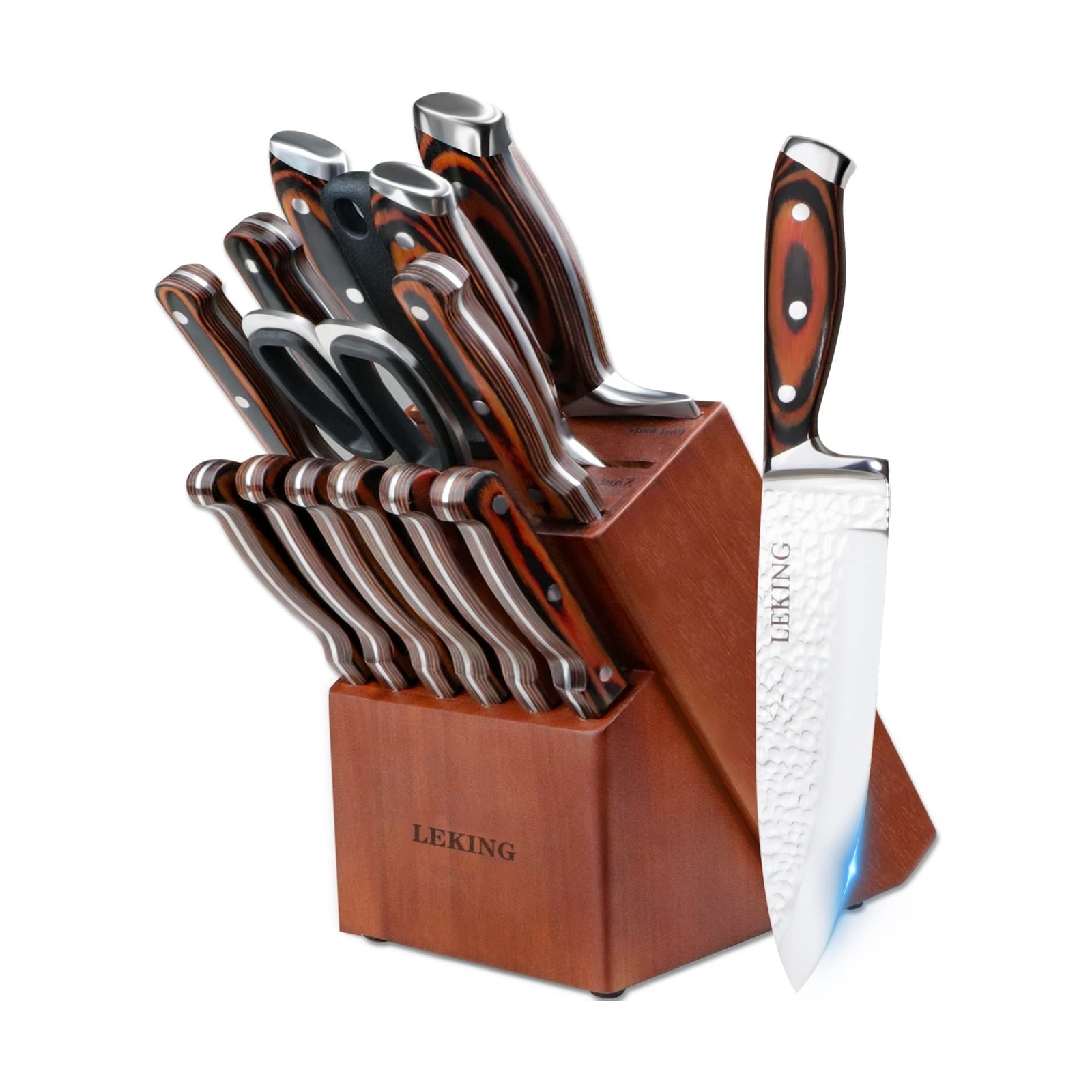 Leking 15Piece Block Knife Set with Wooden Block, Premium High Carbon