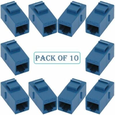 10x Cat6 RJ45 F/F Ethernet Network Coupler Snap-In Jack For Keystone Wall Plate