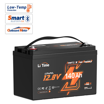 LiTime 12V 140Ah Bluetooth Dual Purpose LiFePO4 Battery CCA 1000 For Marine RV
