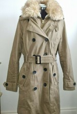 Lost Ink Women's Double Breasted Coat With Belt. 100% Cotton - Size 10