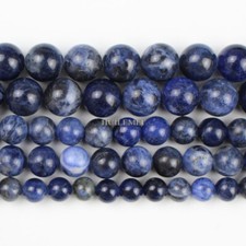 Natural Sodalite Stone Gemstone Round Loose Beads 4mm 6mm 8mm 10mm 12mm 15.5"