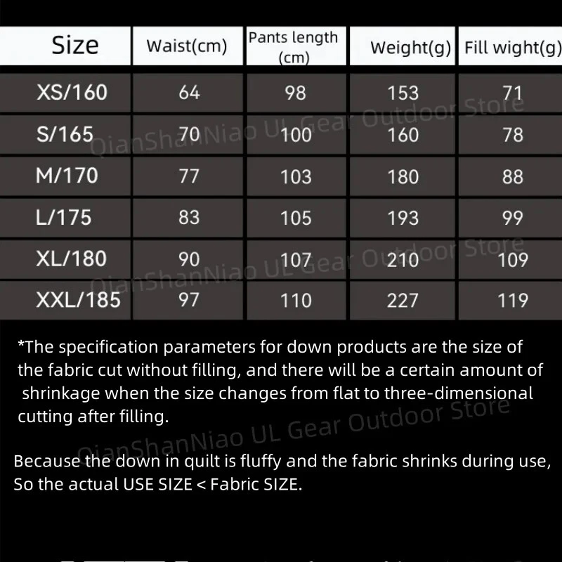 Down Pants Outdoor Ultralight Grey Duck Down Pants Portable Hiking Thermal Inner - Image 2 of 4